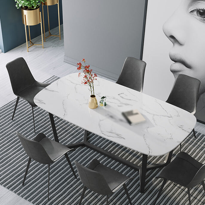 Modern 1/4/6/7 Pieces Dining Set Sintered Stone Dining Table Set for Home 7 Pieces: Table, 6 Chairs Clearhalo 'Dining Room Sets' 'Dining Tables & Seating' 'dining_room_set' 'furn' 'furn_dining_room_set' 'Furniture' 'furniture_dining_room_set' 'Kitchen & Dining Furniture' 'kitchen&dining_furn' 'kitchen' 4537648