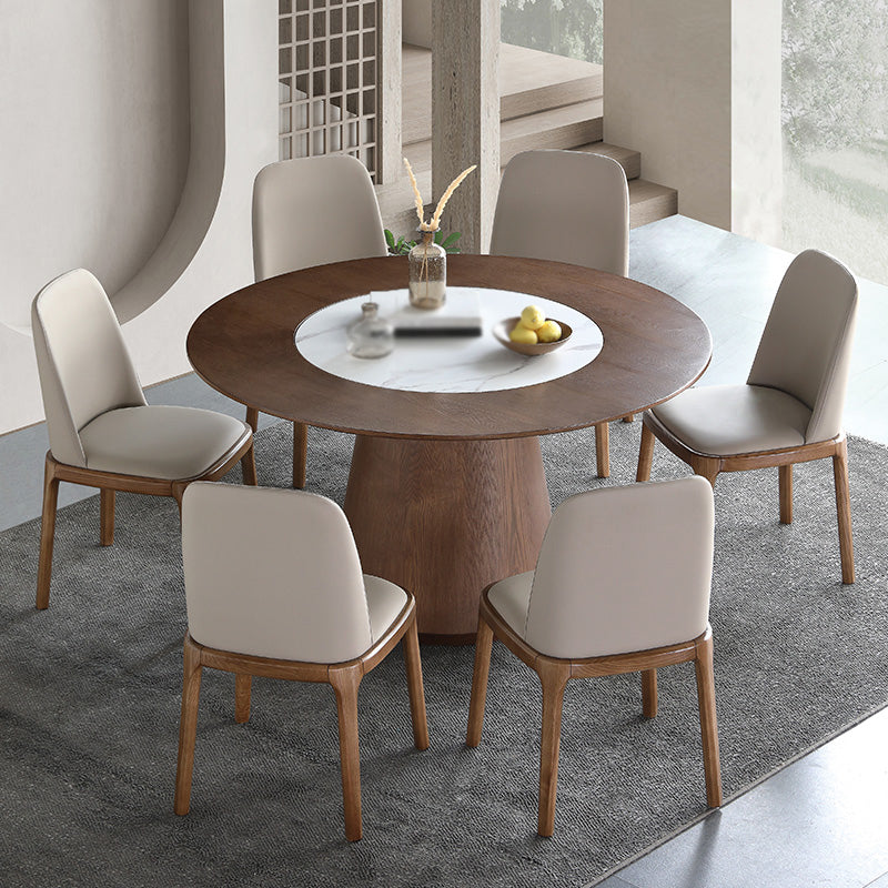 Modern 1/4/5/7 Pieces Dining Set Sintered Stone Dining Table Set with Wood Legs for Home 7 Pieces: Table, 6 Chairs Clearhalo 'Dining Room Sets' 'Dining Tables & Seating' 'dining_room_set' 'furn' 'furn_dining_room_set' 'Furniture' 'furniture_dining_room_set' 'Kitchen & Dining Furniture' 'kitchen&dining_furn' 'kitchen' 4537686
