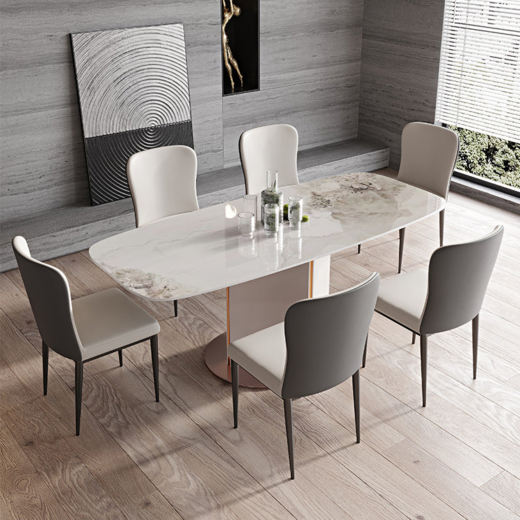 dern 1/2/3/5/7 Pieces Dining Set Sintered Stone Dining Table Set with Leather Chairs 7 Pieces: Table, 6 Chairs Clearhalo 'Dining Room Sets' 'Dining Tables & Seating' 'dining_room_set' 'furn' 'furn_dining_room_set' 'Furniture' 'furniture_dining_room_set' 'Kitchen & Dining Furniture' 'kitchen&dining_furn' 'kitchen' 4537699
