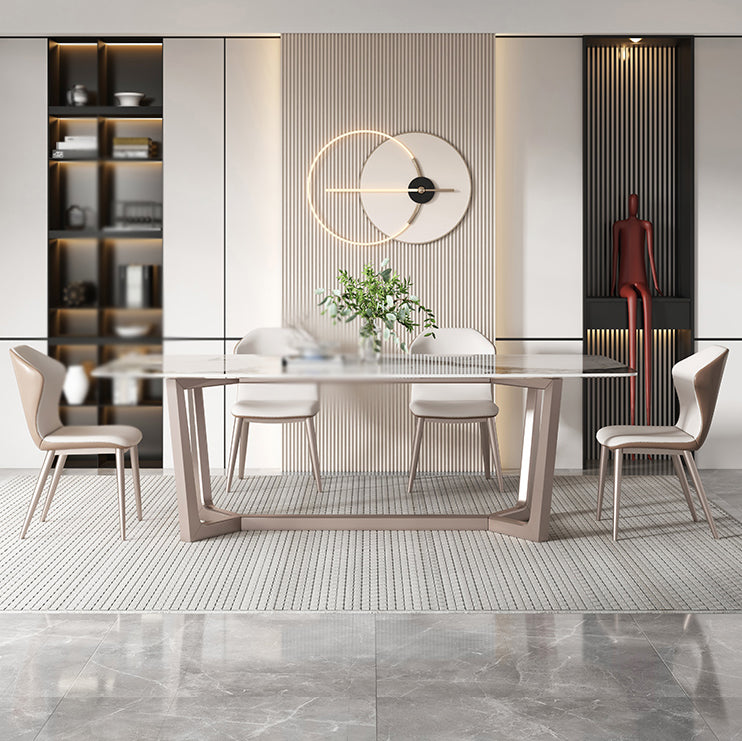 Modern 1/4/5/7 Pieces Dining Set Sintered Stone Dining Table Set 5 Pieces: Table, 4 Chairs Clearhalo 'Dining Room Sets' 'Dining Tables & Seating' 'dining_room_set' 'furn' 'furn_dining_room_set' 'Furniture' 'furniture_dining_room_set' 'Kitchen & Dining Furniture' 'kitchen&dining_furn' 'kitchen' 4537740