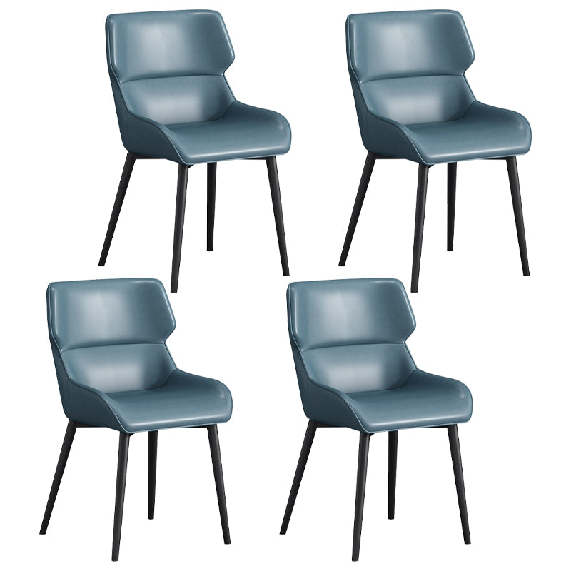 Modern Dining Arm Chairs Matte Finish Leather Curved Parsons Chair Blue 4 Piece Set Clearhalo ' kitchen&dining_furn' 'Dining Chairs' 'Dining Tables & Seating' 'dining_chair' 'furn' 'furn_dining_chair' 'Furniture' 'furniture_dining_chair' 'Kitchen & Dining Furniture' 'kitchen' 4538558