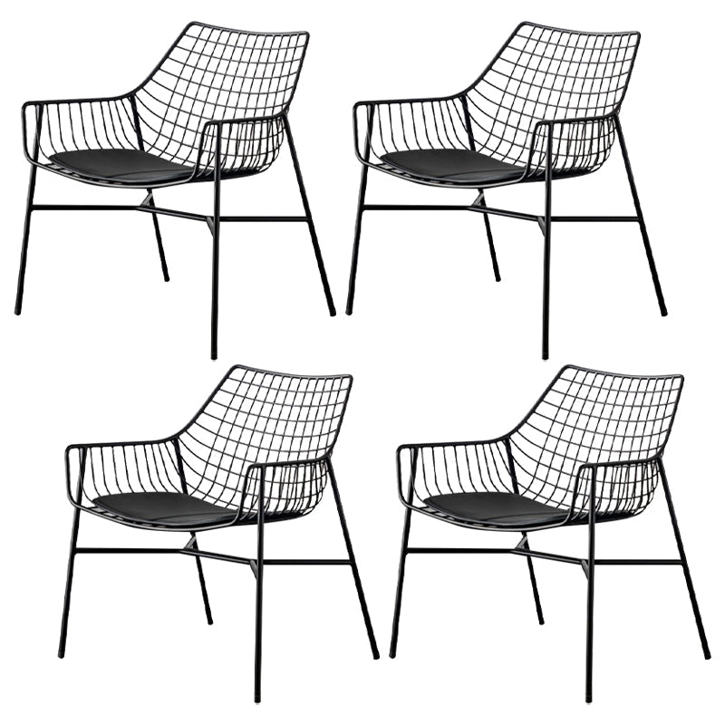 Metal Industrial Kitchen Dining Room Armchair Crossback Chair Gloss Black 4 Piece Set Clearhalo ' kitchen&dining_furn' 'Dining Chairs' 'Dining Tables & Seating' 'dining_chair' 'furn' 'furn_dining_chair' 'Furniture' 'furniture_dining_chair' 'Kitchen & Dining Furniture' 'kitchen' 4538886