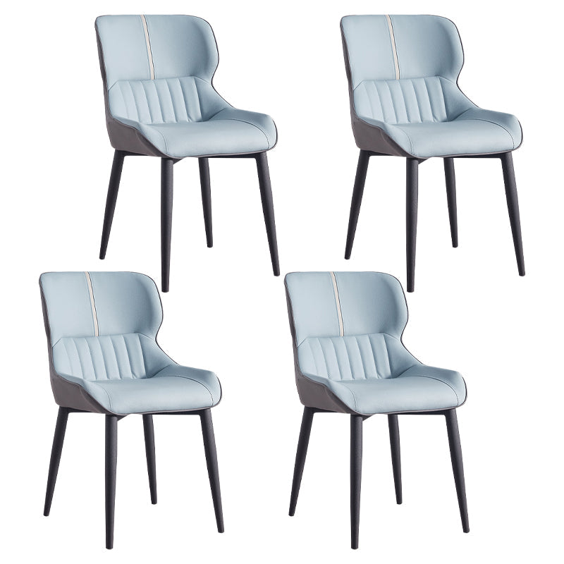 Contemporary Dining Arm Chairs Matte Finish Leather Curved Parsons Chair Blue 4 Piece Set Clearhalo ' kitchen&dining_furn' 'Dining Chairs' 'Dining Tables & Seating' 'dining_chair' 'furn' 'furn_dining_chair' 'Furniture' 'furniture_dining_chair' 'Kitchen & Dining Furniture' 'kitchen' 4539057