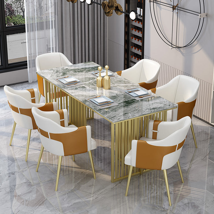 Glam 1/2/5/7 Pieces Dinette Set Sintered Stone Dining Furniture Set with Leather Chairs 7 Pieces: Table, 6 Chairs Clearhalo 'Dining Room Sets' 'Dining Tables & Seating' 'dining_room_set' 'furn' 'furn_dining_room_set' 'Furniture' 'furniture_dining_room_set' 'Kitchen & Dining Furniture' 'kitchen&dining_furn' 'kitchen' 4539073