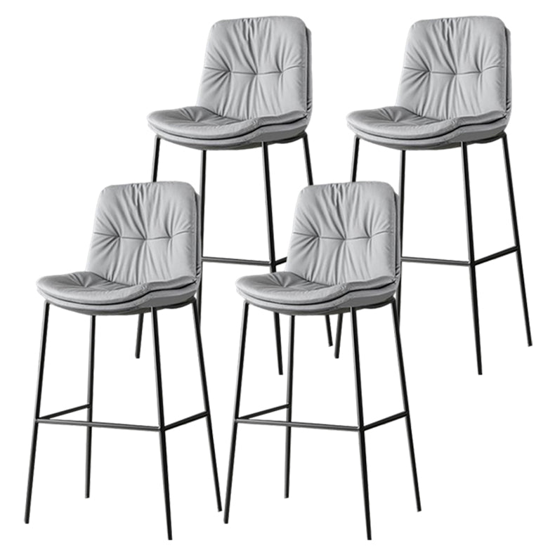 Contemporary Metal Leather Bar Stools Indoor Barstool with Cushion and Low Back Light Gray 4 Piece Set Clearhalo 'Bar Furniture' 'Bar Stools' 'bar_stools' 'furn' 'furn_bar_stools' 'furniture_bar_stools' 'Kitchen & Dining Furniture' 'kitchen&dining_furn' 'kitchen' 'kitchen_furn' Furniture' 4541911