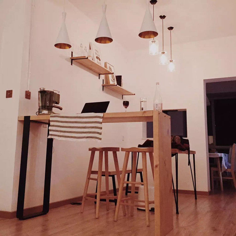 Living Room Event and Cocktail Table Natural Wood Modern Bar Wine Table 59.1"L x 17.7"W x 33.5"H Without Chairs Clearhalo 'Bar Furniture' 'Bar Tables' 'bar_tables' 'furn' 'furn_bar_tables' 'Furniture' 'furniture_bar_tables' 'Kitchen & Dining Furniture' 4544368