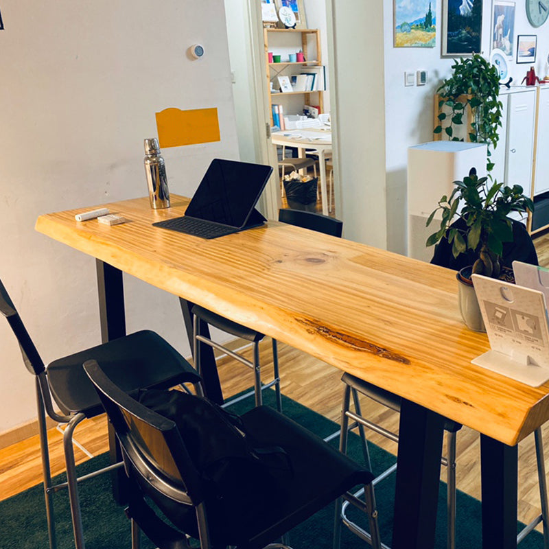 Brown Modern StyleTable Solid Wood and Iron Coffee Shop Bar Table Clearhalo 'Bar Furniture' 'Bar Tables' 'bar_tables' 'furn' 'furn_bar_tables' 'Furniture' 'furniture_bar_tables' 'Kitchen & Dining Furniture' 4544539