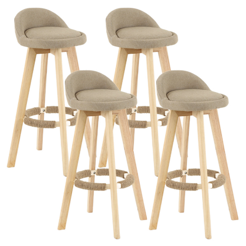 Modern Armless Backrest Counter Stool Wood Living Room Bar Stool with Cushion and Pedal Khaki 4 Piece Set Clearhalo 'Bar Furniture' 'Bar Stools' 'bar_stools' 'furn' 'furn_bar_stools' 'furniture_bar_stools' 'Kitchen & Dining Furniture' 'kitchen&dining_furn' 'kitchen' 'kitchen_furn' Furniture' 4544665