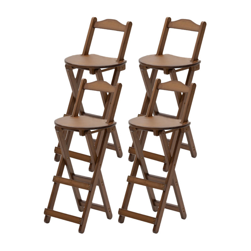 Modern Armless Foldable Counter Stool Wood Kitchen Bar Stool with Wooden Seat Brown With Back 4 Piece Set Clearhalo 'Bar Furniture' 'Bar Stools' 'bar_stools' 'furn' 'furn_bar_stools' 'furniture_bar_stools' 'Kitchen & Dining Furniture' 'kitchen&dining_furn' 'kitchen' 'kitchen_furn' Furniture' 4545195