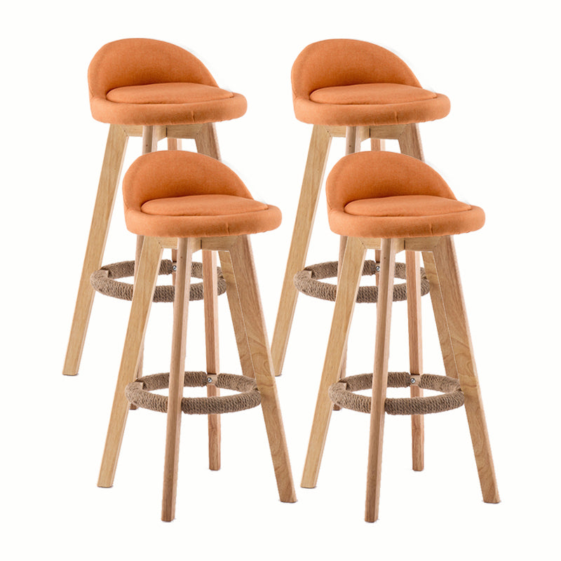 Modern Rotatable Backrest Counter Stool Wood Cafe Bar Stool with Cushion and Pedal Orange 4 Piece Set Clearhalo 'Bar Furniture' 'Bar Stools' 'bar_stools' 'furn' 'furn_bar_stools' 'furniture_bar_stools' 'Kitchen & Dining Furniture' 'kitchen&dining_furn' 'kitchen' 'kitchen_furn' Furniture' 4545451