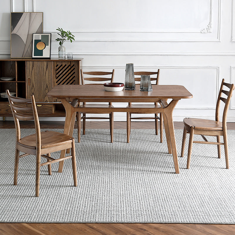 Modern Style 1/4/5 Rectangle Solid Wood Dining Set with Wood Chairs for Home 5 Pieces: Table, 4 Chairs Clearhalo 'Dining Room Sets' 'Dining Tables & Seating' 'dining_room_set' 'furn' 'furn_dining_room_set' 'Furniture' 'furniture_dining_room_set' 'Kitchen & Dining Furniture' 'kitchen&dining_furn' 'kitchen' 4545816