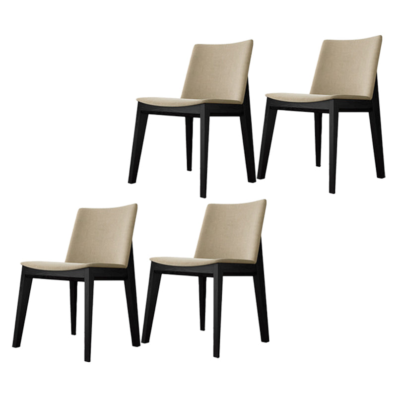 Contemporary Style Dining Chairs Dining Armless Side Chairs with Wooden Legs Beige 4 Piece Set Clearhalo ' kitchen&dining_furn' 'Dining Chairs' 'Dining Tables & Seating' 'dining_chair' 'furn' 'furn_dining_chair' 'Furniture' 'furniture_dining_chair' 'Kitchen & Dining Furniture' 'kitchen' 4546294