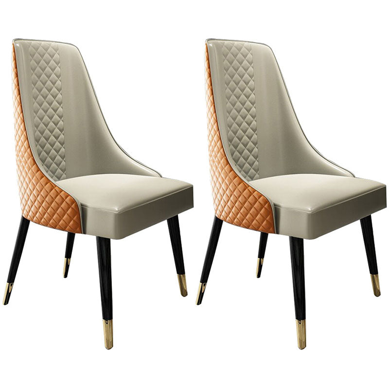 Scandinavian Style Solid Back Armless Dining Chair Upholstered Dining Side Chairs White-Saffron 2 Piece Set Clearhalo ' kitchen&dining_furn' 'Dining Chairs' 'Dining Tables & Seating' 'dining_chair' 'furn' 'furn_dining_chair' 'Furniture' 'furniture_dining_chair' 'Kitchen & Dining Furniture' 'kitchen' 4546353
