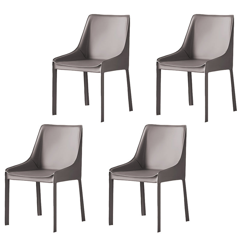 Contemporary Metal Dining Arm Chair Leather Dining Side Chairs for Restaurant Use Grey 4 Piece Set Clearhalo ' kitchen&dining_furn' 'Dining Chairs' 'Dining Tables & Seating' 'dining_chair' 'furn' 'furn_dining_chair' 'Furniture' 'furniture_dining_chair' 'Kitchen & Dining Furniture' 'kitchen' 4546578