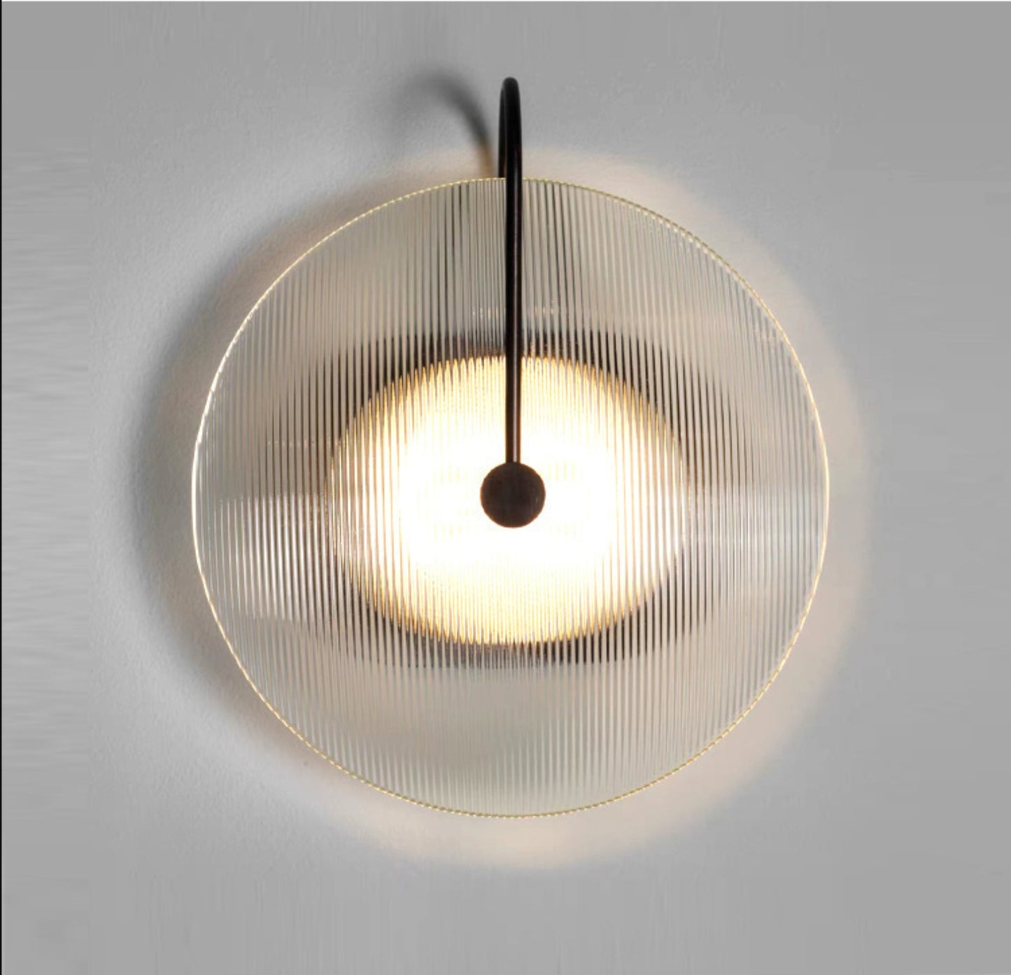 Gold/Black Armed Wall Sconce Minimalist Prismatic Glass 1 Light Bell Shaped Wall Mounted Lamp Clearhalo 'Cast Iron' 'Glass' 'Industrial' 'Modern wall lights' 'Modern' 'Tiffany' 'Traditional wall lights' 'Wall Lamps & Sconces' 'Wall Lights' Lighting' 454t