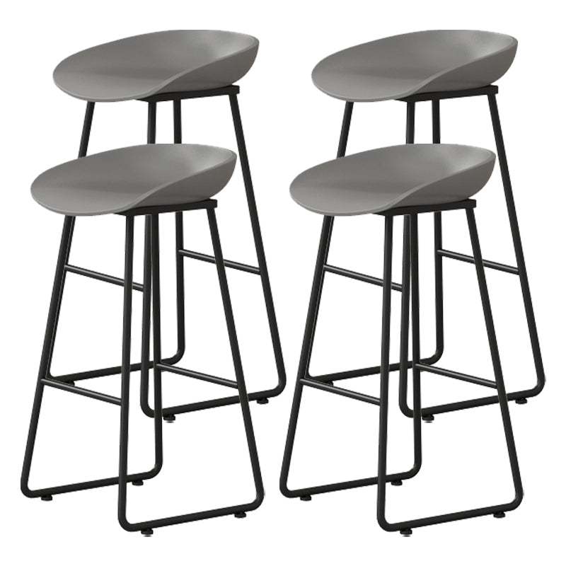 Modern Armless Backrest Counter Stool Iron Kitchen Bar Stool with Plastic Seat Gray 4 Piece Set Bar Stool(30"H) Clearhalo 'Bar Furniture' 'Bar Stools' 'bar_stools' 'furn' 'furn_bar_stools' 'furniture_bar_stools' 'Kitchen & Dining Furniture' 'kitchen&dining_furn' 'kitchen' 'kitchen_furn' Furniture' 4555355