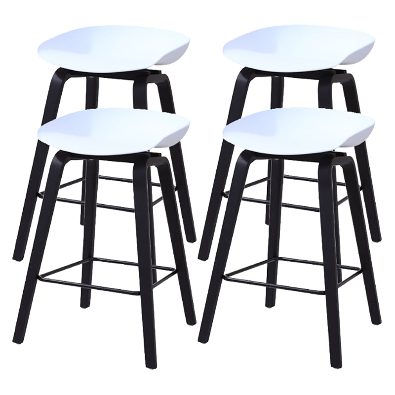 Scandinavia Style Bar-stool Wooden Legs Bucket Seat for Kitchen Bar White Black 4 Piece Set Clearhalo 'Bar Furniture' 'Bar Stools' 'bar_stools' 'furn' 'furn_bar_stools' 'furniture_bar_stools' 'Kitchen & Dining Furniture' 'kitchen&dining_furn' 'kitchen' 'kitchen_furn' Furniture' 4555486
