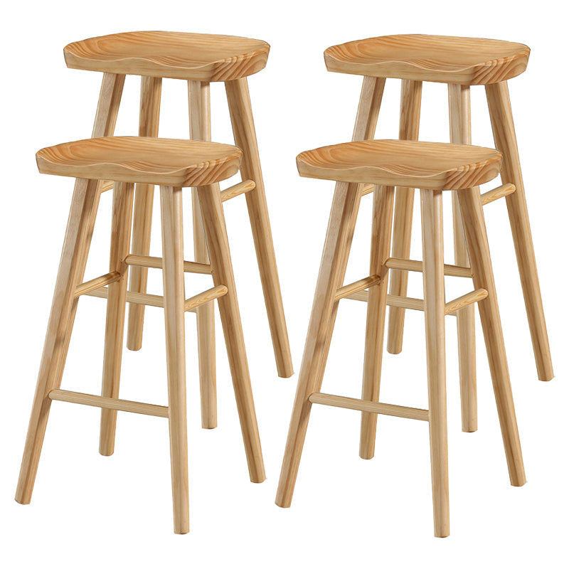 Modern Style Solid Wood Bar Stool with Footrest and Saddle Seat Indoor Bar Stool Wood 4 Piece Set Bar Stool(30"H) Clearhalo 'Bar Furniture' 'Bar Stools' 'bar_stools' 'furn' 'furn_bar_stools' 'furniture_bar_stools' 'Kitchen & Dining Furniture' 'kitchen&dining_furn' 'kitchen' 'kitchen_furn' Furniture' 4555577