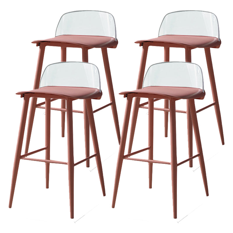 Industrial Style Bar-stool PP Seat Stool with Iron Legs for Kitchen Bar Red Clear 4 Piece Set Clearhalo 'Bar Furniture' 'Bar Stools' 'bar_stools' 'furn' 'furn_bar_stools' 'furniture_bar_stools' 'Kitchen & Dining Furniture' 'kitchen&dining_furn' 'kitchen' 'kitchen_furn' Furniture' 4555616
