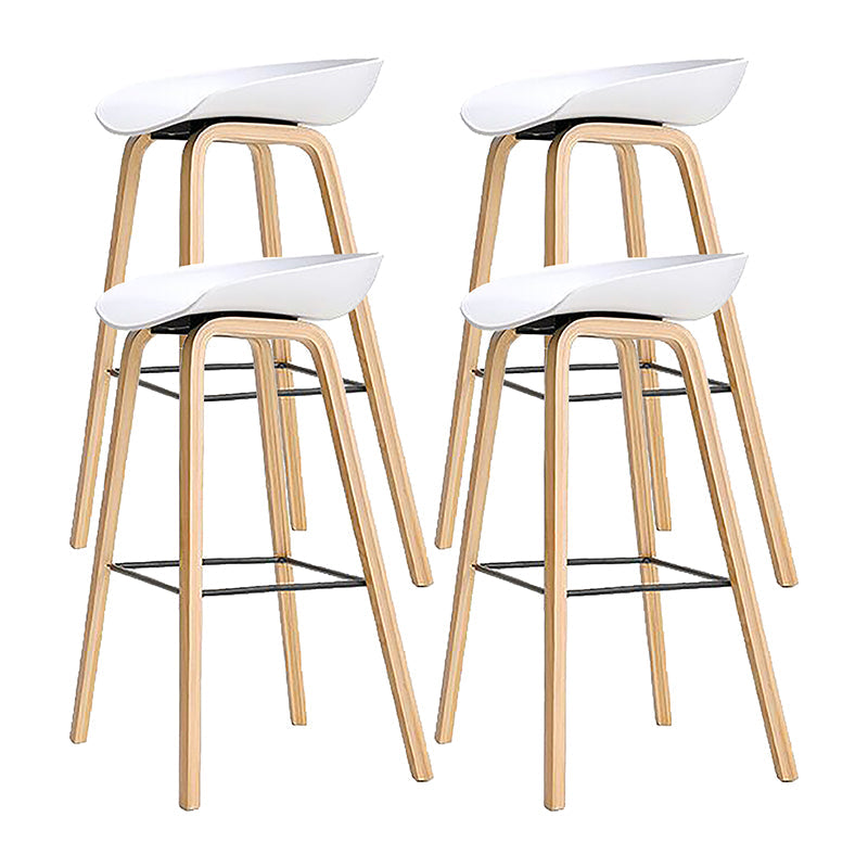 Modern Style Solid Wood Bar Stool with Footrest and Acrylic Low Back Bar Stool White 4 Piece Set Clearhalo 'Bar Furniture' 'Bar Stools' 'bar_stools' 'furn' 'furn_bar_stools' 'furniture_bar_stools' 'Kitchen & Dining Furniture' 'kitchen&dining_furn' 'kitchen' 'kitchen_furn' Furniture' 4555644
