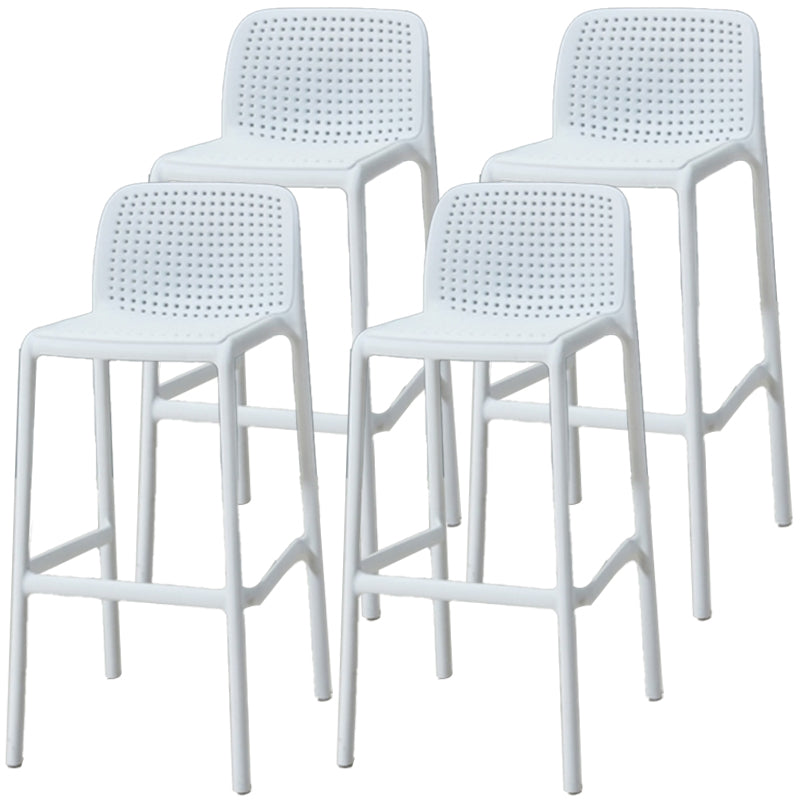 Modern Armless Backrest Counter Stool Plastic Bar Stool with Plastic Seat and Pedal White 4 Piece Set Clearhalo 'Bar Furniture' 'Bar Stools' 'bar_stools' 'furn' 'furn_bar_stools' 'furniture_bar_stools' 'Kitchen & Dining Furniture' 'kitchen&dining_furn' 'kitchen' 'kitchen_furn' Furniture' 4555848