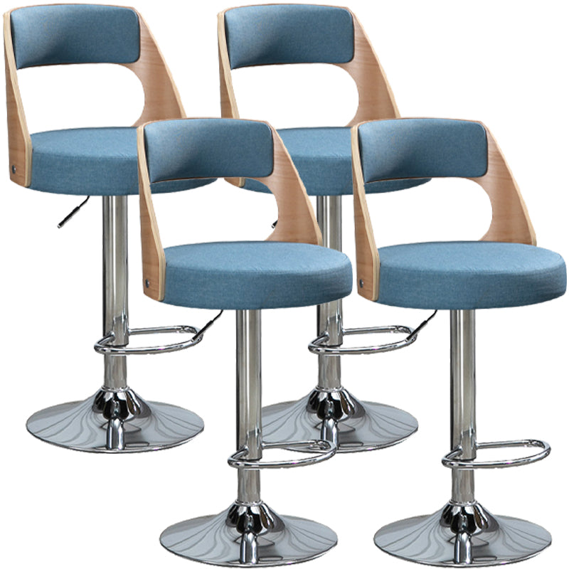 Industrial Style Bar-stool Metal Leg Round Seat Adjustable Stool for Counter Bar Blue 4 Piece Set Clearhalo 'Bar Furniture' 'Bar Stools' 'bar_stools' 'furn' 'furn_bar_stools' 'furniture_bar_stools' 'Kitchen & Dining Furniture' 'kitchen&dining_furn' 'kitchen' 'kitchen_furn' Furniture' 4555889