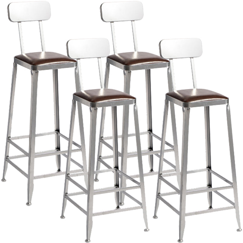 Modern Armless Counter Stool Iron Restaurant Bar Stool with Leather Cushion and Pedal With Back 4 Piece Set Bar Stool(31"H) Clearhalo 'Bar Furniture' 'Bar Stools' 'bar_stools' 'furn' 'furn_bar_stools' 'furniture_bar_stools' 'Kitchen & Dining Furniture' 'kitchen&dining_furn' 'kitchen' 'kitchen_furn' Furniture' 4555943
