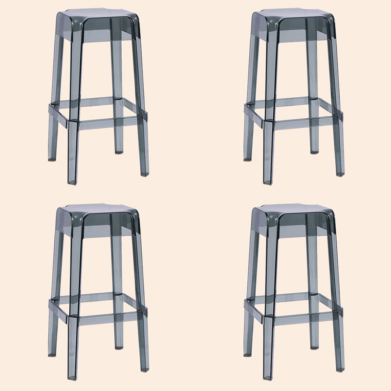 Modern Armless Backless Counter Stool Plastic Milk Tea Shop Bar Stool with Plastic Seat Smoke Gray 4 Piece Set Bar Stool(30"H) Clearhalo 'Bar Furniture' 'Bar Stools' 'bar_stools' 'furn' 'furn_bar_stools' 'furniture_bar_stools' 'Kitchen & Dining Furniture' 'kitchen&dining_furn' 'kitchen' 'kitchen_furn' Furniture' 4556000