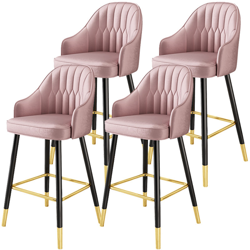 Scandinavia Style Bar-stool Metal Legs Leather Bucket Seat for Kitchen Bar Red 4 Piece Set Clearhalo 'Bar Furniture' 'Bar Stools' 'bar_stools' 'furn' 'furn_bar_stools' 'furniture_bar_stools' 'Kitchen & Dining Furniture' 'kitchen&dining_furn' 'kitchen' 'kitchen_furn' Furniture' 4556055