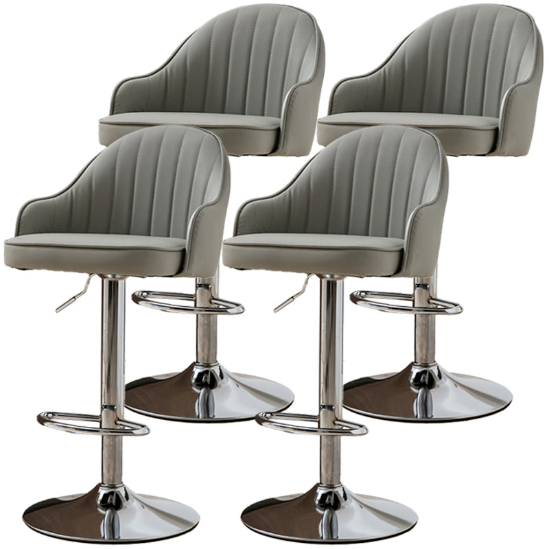 Modern Adjustable Rotatable Counter Stool Steel Cashier Bar Stool with Leather Cushion Smoke Gray 4 Piece Set Bar Stool(31"H) Clearhalo 'Bar Furniture' 'Bar Stools' 'bar_stools' 'furn' 'furn_bar_stools' 'furniture_bar_stools' 'Kitchen & Dining Furniture' 'kitchen&dining_furn' 'kitchen' 'kitchen_furn' Furniture' 4556121