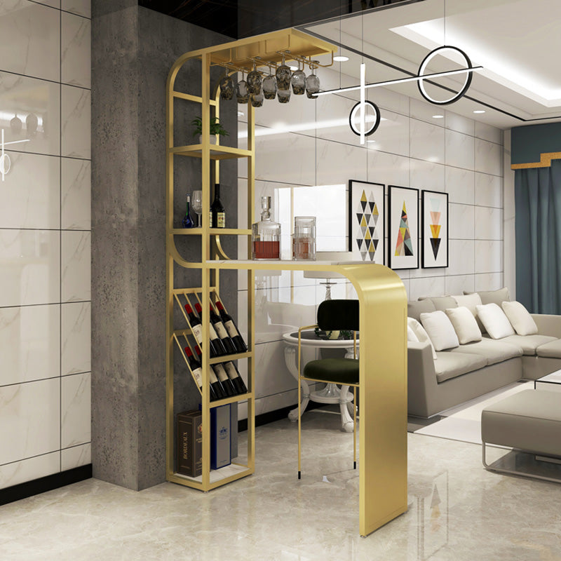 White and Black Modern Style Specialty in Faux Marble and Metal Milk Tea Shop Bar Table 47.2"L x 15.7"W x 41.3"H Gold Without Chairs Clearhalo 'Bar Furniture' 'Bar Tables' 'bar_tables' 'furn' 'furn_bar_tables' 'Furniture' 'furniture_bar_tables' 'Kitchen & Dining Furniture' 4556157