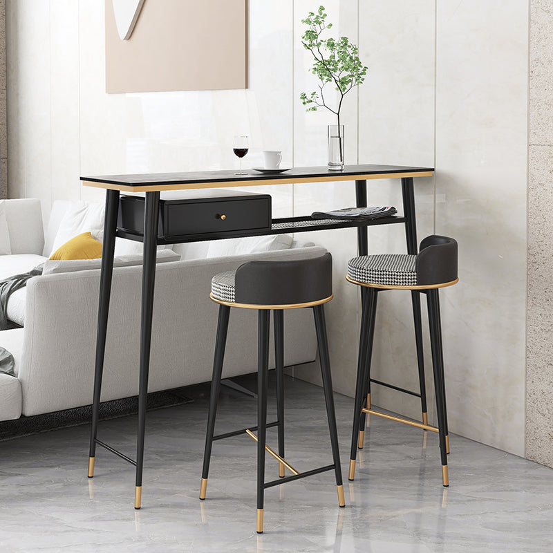 Industrial Marble Pub Table with Rectangle Table Top Legs Table - 41.3" H 63"L x 15.7"W x 41.3"H Gold-Black Without Chairs Clearhalo 'Bar Furniture' 'Bar Tables' 'bar_tables' 'furn' 'furn_bar_tables' 'Furniture' 'furniture_bar_tables' 'Kitchen & Dining Furniture' 4556249