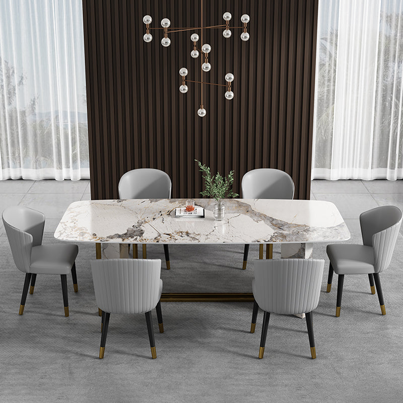 Scandinavian Style 1/2/5/7 Rectangle Dining Room Table Set for Home 7 Pieces: Table, 6 Chairs Clearhalo 'Dining Room Sets' 'Dining Tables & Seating' 'dining_room_set' 'furn' 'furn_dining_room_set' 'Furniture' 'furniture_dining_room_set' 'Kitchen & Dining Furniture' 'kitchen&dining_furn' 'kitchen' 4556324