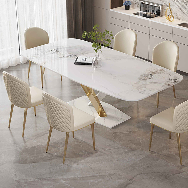 Glam 1/2/5/6/7 Pieces Table and Chair Set Sintered Stone Dining Table Set 7 Pieces: Table, 6 Chairs Clearhalo 'Dining Room Sets' 'Dining Tables & Seating' 'dining_room_set' 'furn' 'furn_dining_room_set' 'Furniture' 'furniture_dining_room_set' 'Kitchen & Dining Furniture' 'kitchen&dining_furn' 'kitchen' 4556354