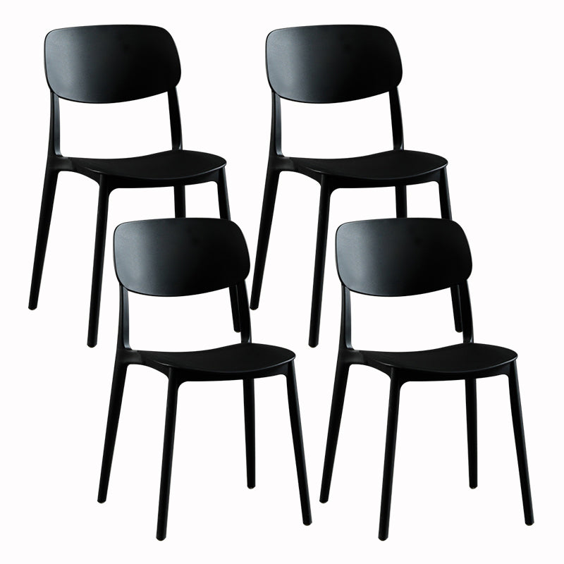 Modern Dining and Accent Chairs Indoor-Outdoor Plastic Open Back Armless Chair Black 4 Piece Set Clearhalo ' kitchen&dining_furn' 'Dining Chairs' 'Dining Tables & Seating' 'dining_chair' 'furn' 'furn_dining_chair' 'Furniture' 'furniture_dining_chair' 'Kitchen & Dining Furniture' 'kitchen' 4557308