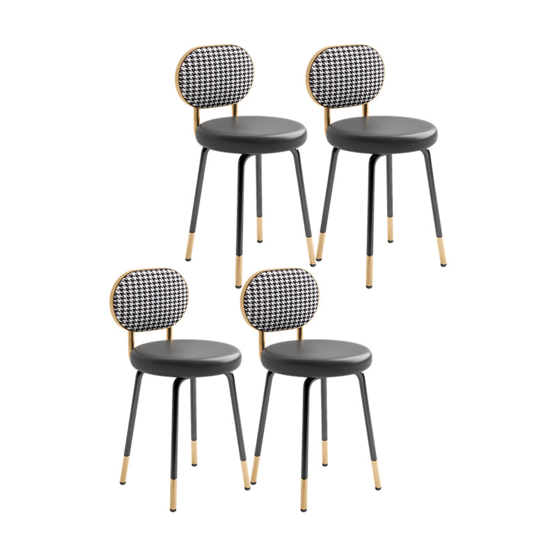 Nordic Design Open Back Side Armless Chairs Faux Leather Side Chair Black White 4 Piece Set Clearhalo ' kitchen&dining_furn' 'Dining Chairs' 'Dining Tables & Seating' 'dining_chair' 'furn' 'furn_dining_chair' 'Furniture' 'furniture_dining_chair' 'Kitchen & Dining Furniture' 'kitchen' 4557412