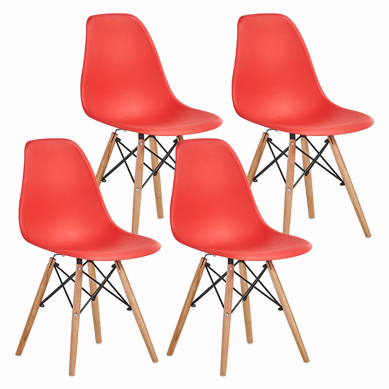 Wood Scandinavian Dining Room Side Chair Solid Back Dining Armless Chair Red Set of 4 Clearhalo ' kitchen&dining_furn' 'Dining Chairs' 'Dining Tables & Seating' 'dining_chair' 'Furniture' 'furniture_dining_chair' 'Kitchen & Dining Furniture' 'kitchen' 4557497
