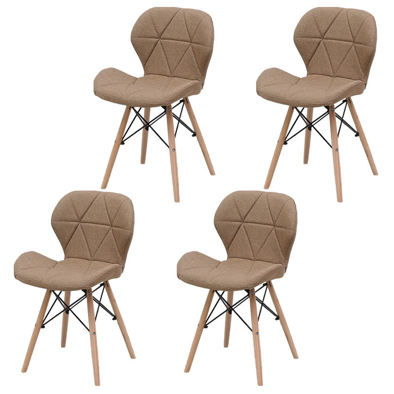 Contemporary Beech Wingback Side Chair Matte Finish Upholstered Dining Chair Light Brown Set of 4 Clearhalo ' kitchen&dining_furn' 'Dining Chairs' 'Dining Tables & Seating' 'dining_chair' 'Furniture' 'furniture_dining_chair' 'Kitchen & Dining Furniture' 'kitchen' 4557655