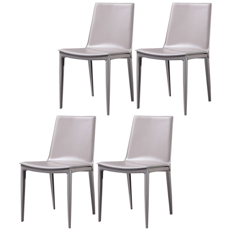 Modern Leather Armless Dining Chair Metal Dining Room Chair for Home Use Gray-White 4 Piece Set Clearhalo ' kitchen&dining_furn' 'Dining Chairs' 'Dining Tables & Seating' 'dining_chair' 'furn' 'furn_dining_chair' 'Furniture' 'furniture_dining_chair' 'Kitchen & Dining Furniture' 'kitchen' 4557717