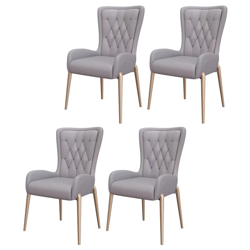 Glam PU Leather Dining Room Chairs Metal Dining Arm Chair for Home Use Grey 4 Piece Set Clearhalo ' kitchen&dining_furn' 'Dining Chairs' 'Dining Tables & Seating' 'dining_chair' 'furn' 'furn_dining_chair' 'Furniture' 'furniture_dining_chair' 'Kitchen & Dining Furniture' 'kitchen' 4557731