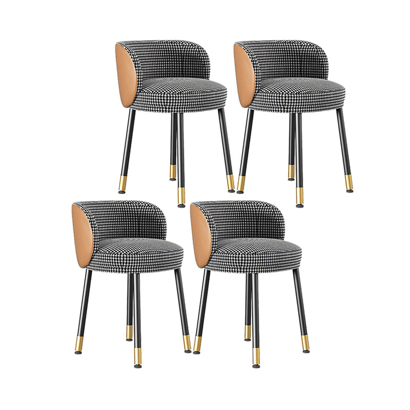 Nordic Style Armless Solid Back Chair Upholstered Side Chairs Black White 4 Piece Set Clearhalo ' kitchen&dining_furn' 'Dining Chairs' 'Dining Tables & Seating' 'dining_chair' 'furn' 'furn_dining_chair' 'Furniture' 'furniture_dining_chair' 'Kitchen & Dining Furniture' 'kitchen' 4557843