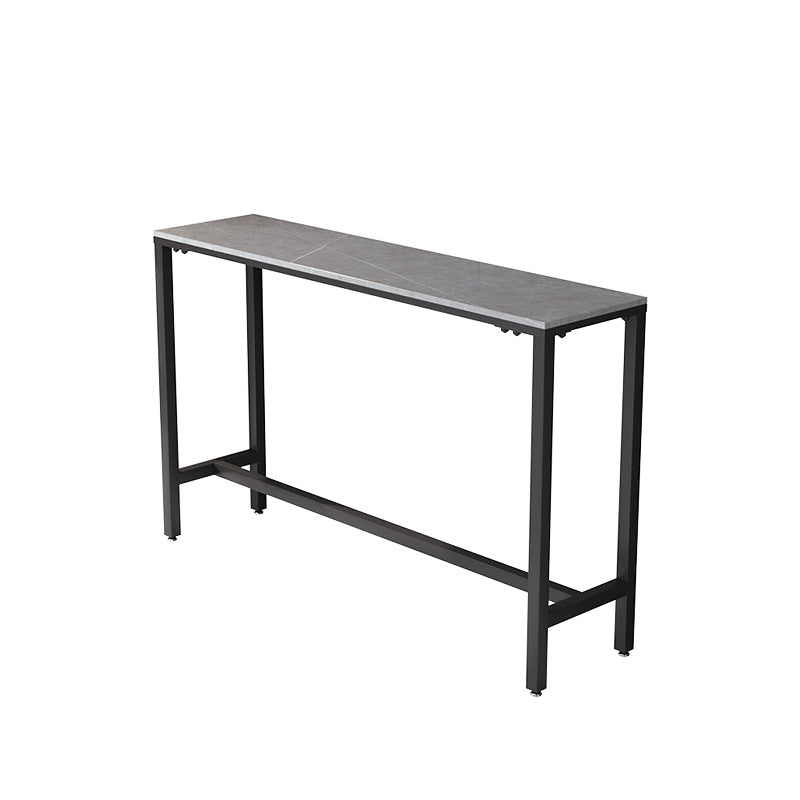 Marble Pub Table with Rectangle Table Top Double Pedestal Table - 41.3" H Without Chairs Clearhalo 'Bar Furniture' 'Bar Tables' 'bar_tables' 'furn' 'furn_bar_tables' 'Furniture' 'furniture_bar_tables' 'Kitchen & Dining Furniture' 4570563