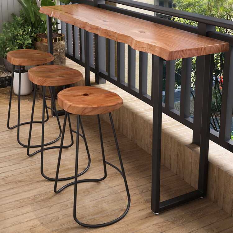 Brown Modern Style Specialty Table in Solid Wood and Iron Coffee Shop Bar Table 70.9"L x 17.7"W x 41.3"H Without Chairs Clearhalo 'Bar Furniture' 'Bar Tables' 'bar_tables' 'furn' 'furn_bar_tables' 'Furniture' 'furniture_bar_tables' 'Kitchen & Dining Furniture' 4570651