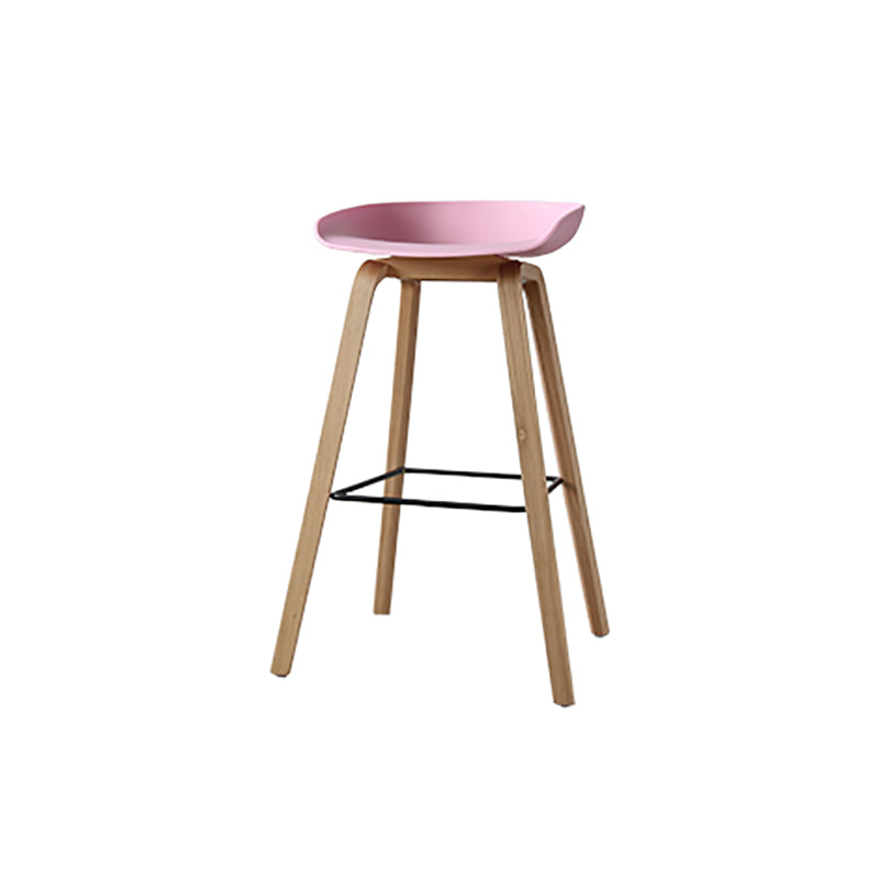 Modern Style Solid Wood Bar Stool with Footrest Low Back Back Home Bar Stool 30 Inches Pink 1 Piece Clearhalo 'Bar Furniture' 'Bar Stools' 'bar_stools' 'furn' 'furn_bar_stools' 'furniture_bar_stools' 'Kitchen & Dining Furniture' 'kitchen&dining_furn' 'kitchen' 'kitchen_furn' Furniture' 4570723