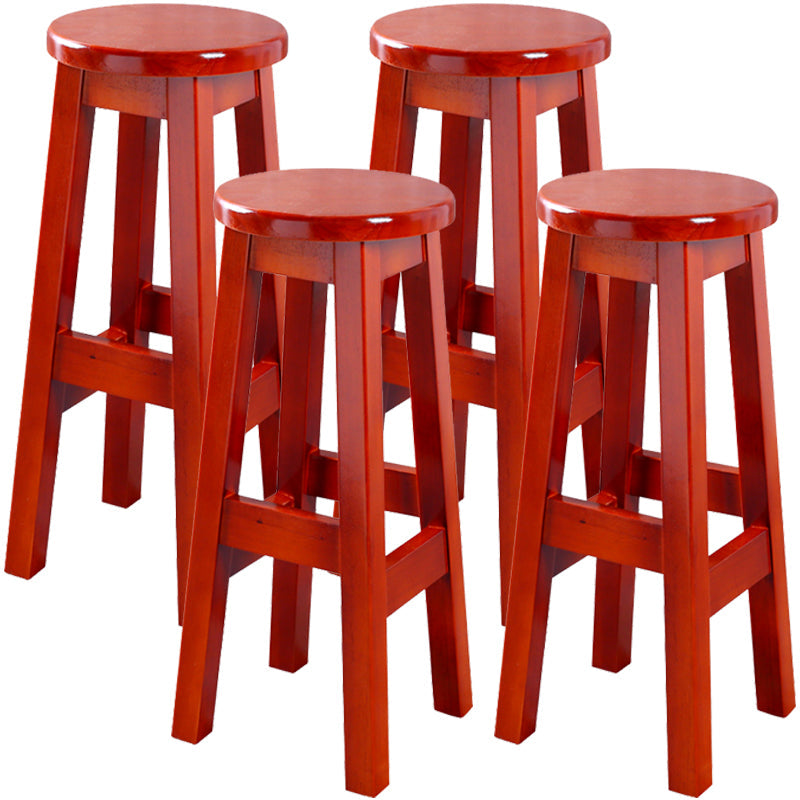 Contemporary Rubberwood Bar Stool Indoor Bar Stool with Wood Seat and Footrest Red Brown 4 Piece Set Bar Stool(31"H) Clearhalo 'Bar Furniture' 'Bar Stools' 'bar_stools' 'furn' 'furn_bar_stools' 'furniture_bar_stools' 'Kitchen & Dining Furniture' 'kitchen&dining_furn' 'kitchen' 'kitchen_furn' Furniture' 4570790
