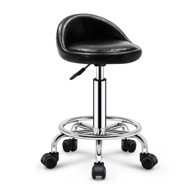 Modern Rotatable Adjustable Counter Stool Steel Cashier Bar Stool with Cushion and Pedal Matte Black Clearhalo 'Bar Furniture' 'Bar Stools' 'bar_stools' 'furn' 'furn_bar_stools' 'furniture_bar_stools' 'Kitchen & Dining Furniture' 'kitchen&dining_furn' 'kitchen' 'kitchen_furn' Furniture' 4570831