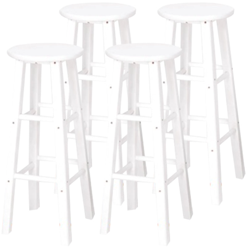 Modern Armless Backrest Counter Stool Wood Cashier Bar Stool with Wooden Seat and Pedal White 4 Piece Set Clearhalo 'Bar Furniture' 'Bar Stools' 'bar_stools' 'furn' 'furn_bar_stools' 'furniture_bar_stools' 'Kitchen & Dining Furniture' 'kitchen&dining_furn' 'kitchen' 'kitchen_furn' Furniture' 4570891