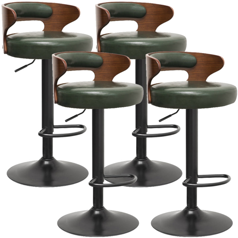 Industrial Style Bar Stool Round Leather Seat with Adjustable Height for Counter Bar Blackish Green 4 Piece Set Clearhalo 'Bar Furniture' 'Bar Stools' 'bar_stools' 'furn' 'furn_bar_stools' 'furniture_bar_stools' 'Kitchen & Dining Furniture' 'kitchen&dining_furn' 'kitchen' 'kitchen_furn' Furniture' 4570997