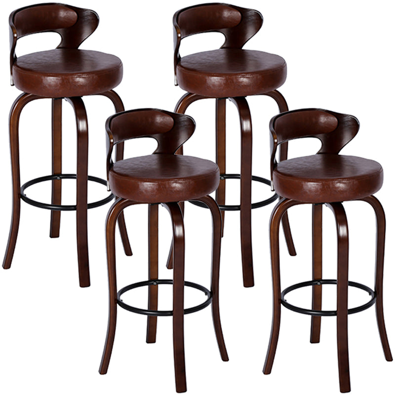 Modern Armless Backrest Counter Stool Wood Kitchen Bar Stool with Pedal and Cushion Dark Brown Brown 4 Piece Set Clearhalo 'Bar Furniture' 'Bar Stools' 'bar_stools' 'furn' 'furn_bar_stools' 'furniture_bar_stools' 'Kitchen & Dining Furniture' 'kitchen&dining_furn' 'kitchen' 'kitchen_furn' Furniture' 4571094