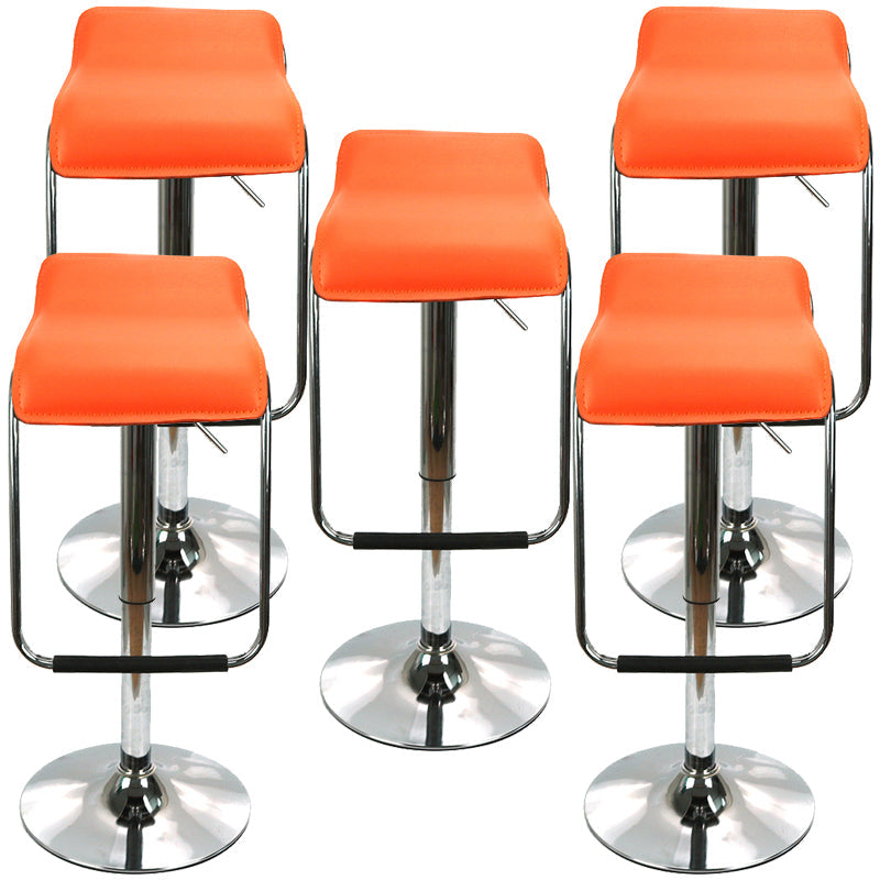 Modern Style Metal Bar Stool with Swivel and Adjustable Height Bistro Simple Bar Stool Orange 5 Piece Set Clearhalo 'Bar Furniture' 'Bar Stools' 'bar_stools' 'furn' 'furn_bar_stools' 'furniture_bar_stools' 'Kitchen & Dining Furniture' 'kitchen&dining_furn' 'kitchen' 'kitchen_furn' Furniture' 4571208